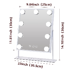 VANITII Hollywood Spiegel Vanity Spiegel met Lichten, Touch Control 3 Kleuren Dimbaar, 360° Rotatie 25 x 31cm, Wit