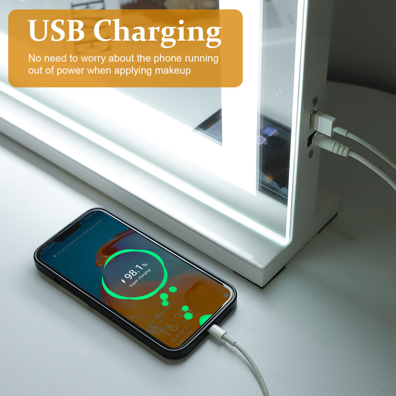 Hollywood Led Strip kapspiegel -Aanpasbare helderheid & 3 kleurenlichten