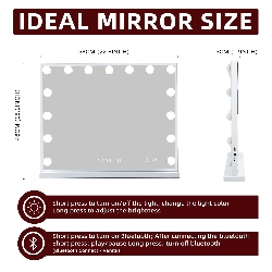 VANITII Grote Hollywood Vanity Spiegel met Lichten Bluetooth Tabletop Wall Mount Metaal Wit