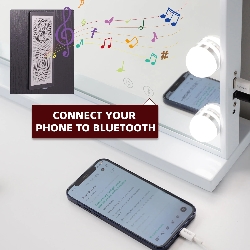 VANITII Grote Hollywood Vanity Spiegel met Lichten Bluetooth Tabletop Wall Mount Metaal Wit