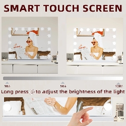 VANITII Grote Hollywood Vanity Spiegel met Lichten Bluetooth Tabletop Wall Mount Metaal Wit