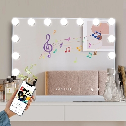 VANITII Grote Hollywood Vanity Spiegel met Lichten Bluetooth Tabletop Wall Mount Metaal Wit