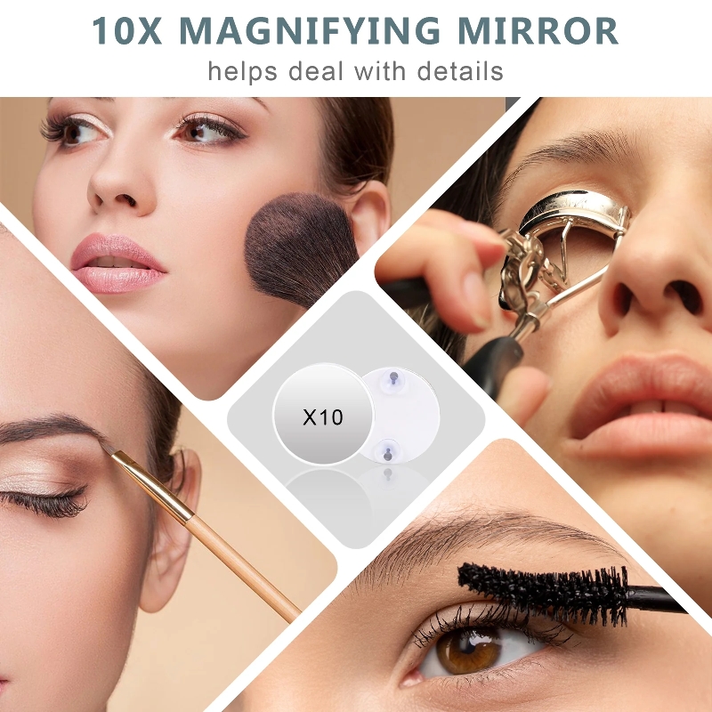 VANITII Grote Hollywood Vanity Spiegel met Lichten Tafelblad Muur Mount Metaal Wit 80*58cm